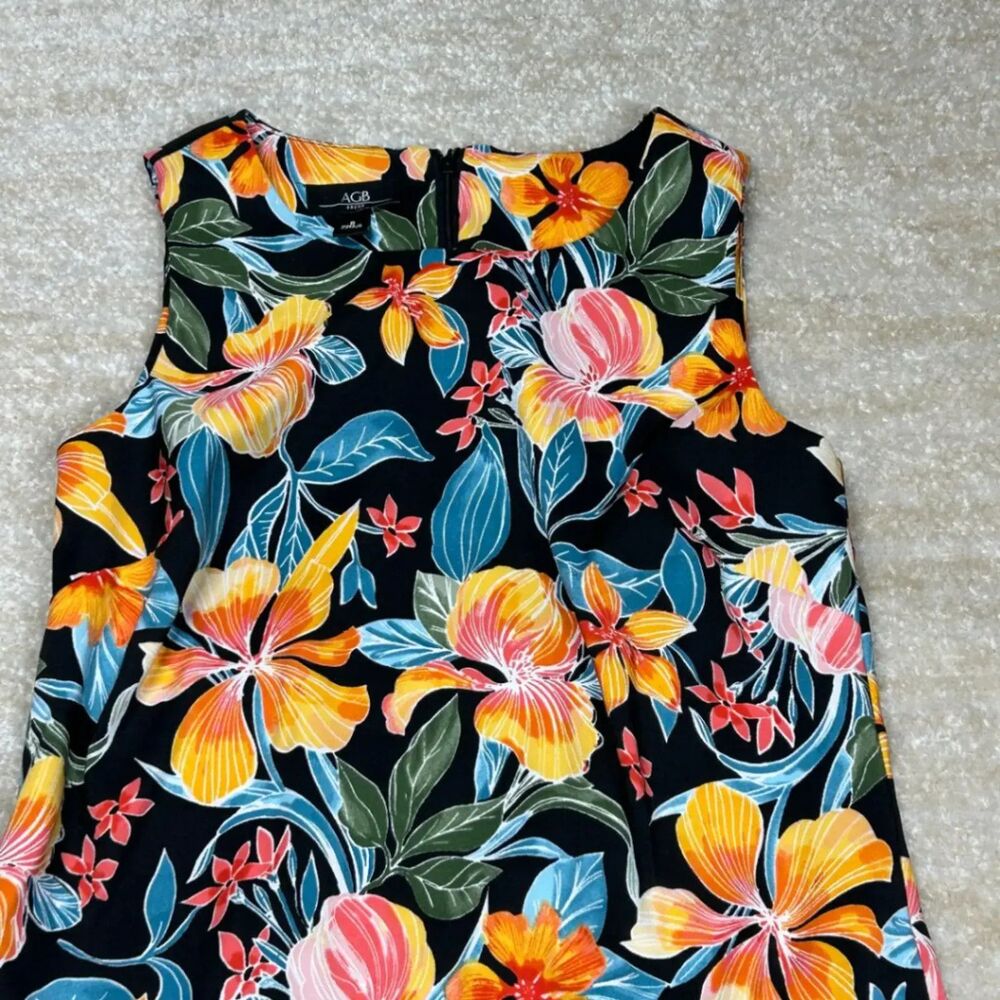 AGB Floral Dress Size 8 Black Multicolor Sleeveless Summer Dress